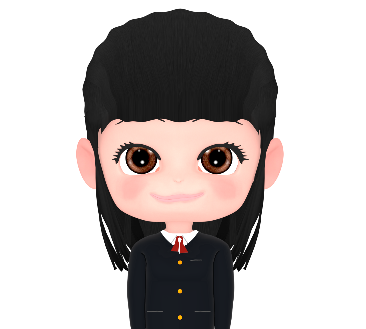 シンプルに微笑む女子生徒のイラスト