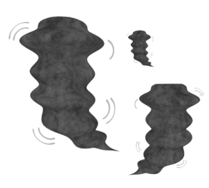 同時発生をした竜巻のイラスト