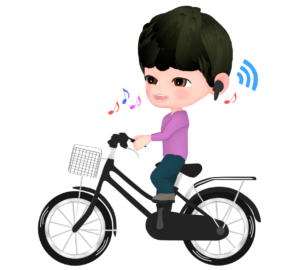 歌いながら自転車に乗るイラスト