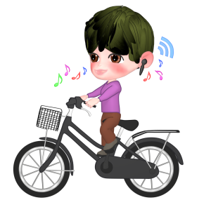 歌いながら自転車に乗るイラスト