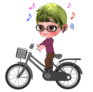 歌いながら自転車に乗るイラスト