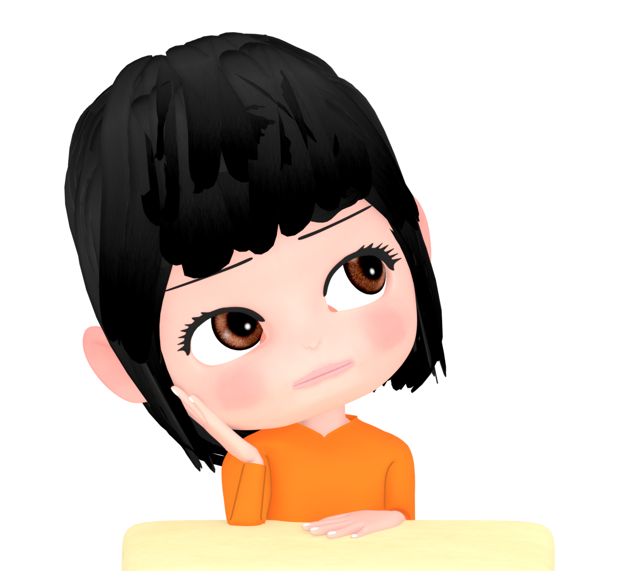 座ってぼんやりとしている女性のイラスト