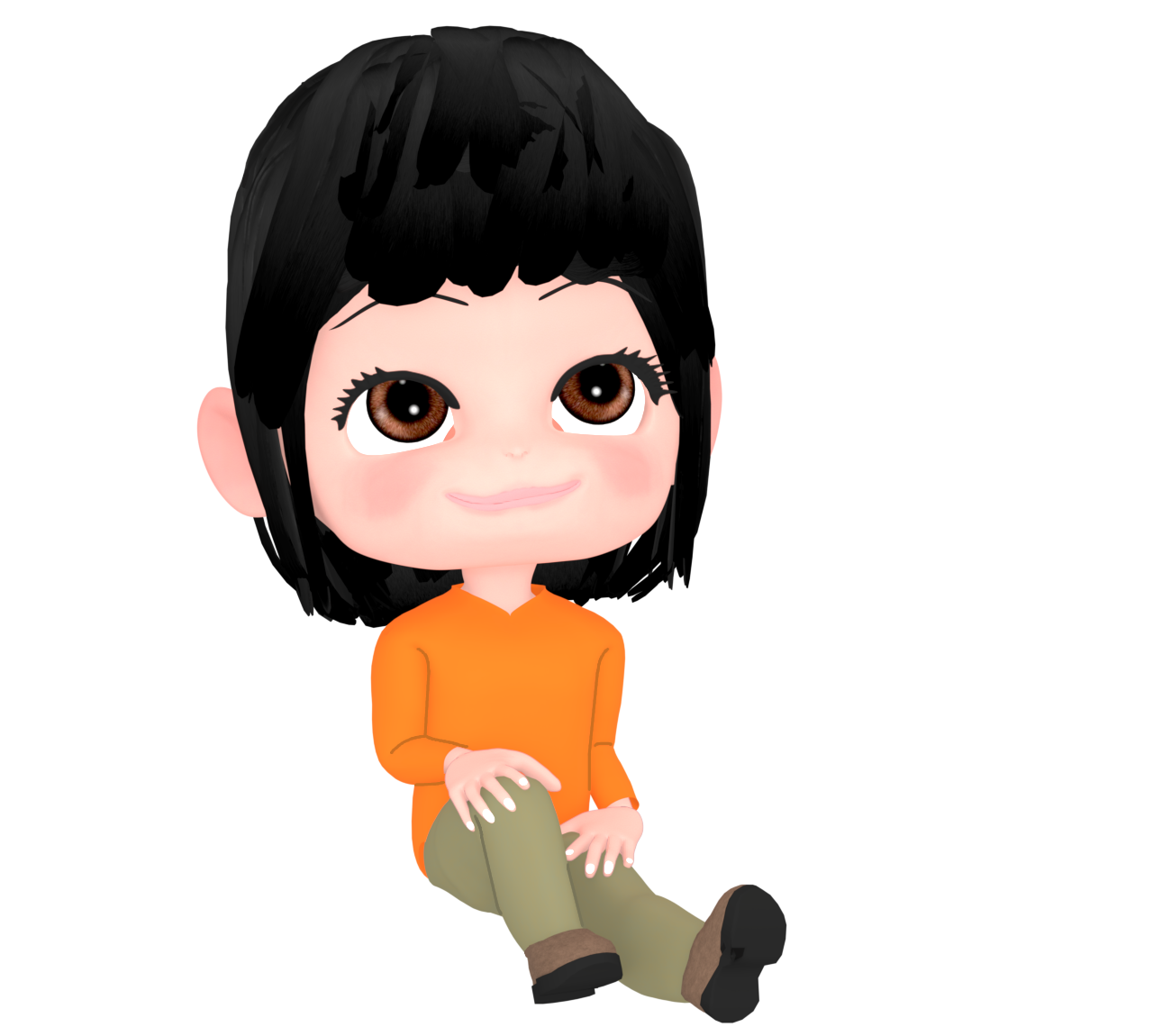 片足を立てて座る女性のイラスト