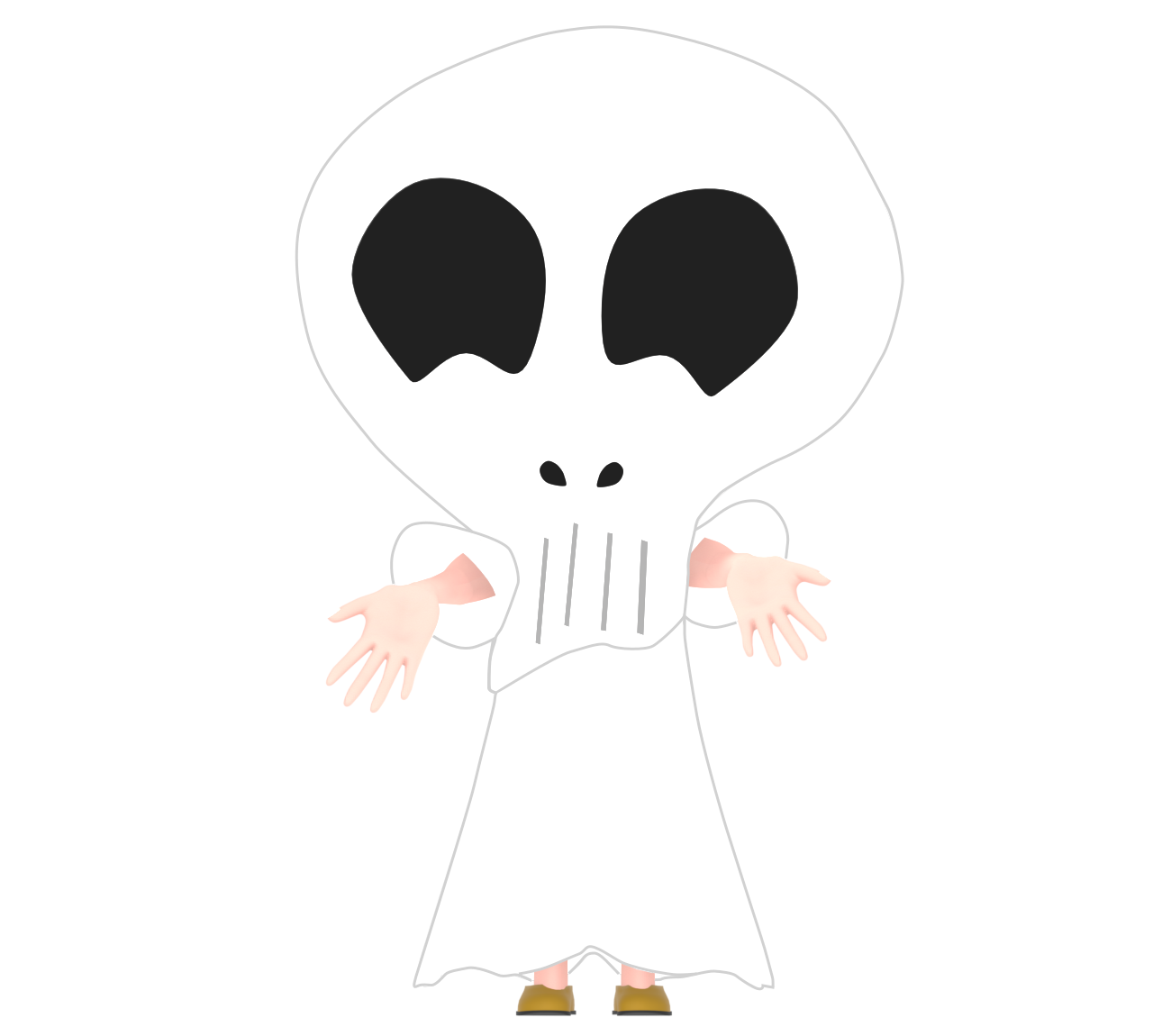 ガイコツの仮装をする子どものイラスト