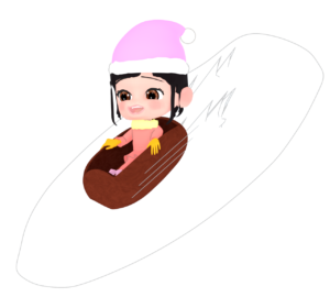 ソリ滑りで楽しむ女の子のイラスト