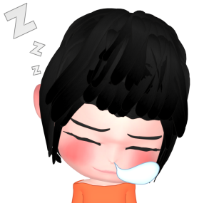 眠る鼻提灯を膨らます女性のイラスト