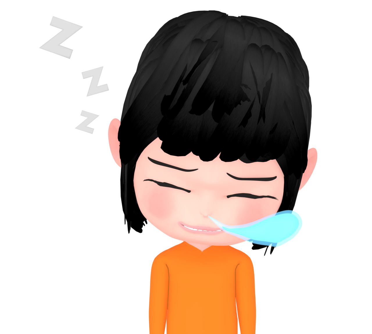 鼻提灯を膨らまして眠る女性のイラスト