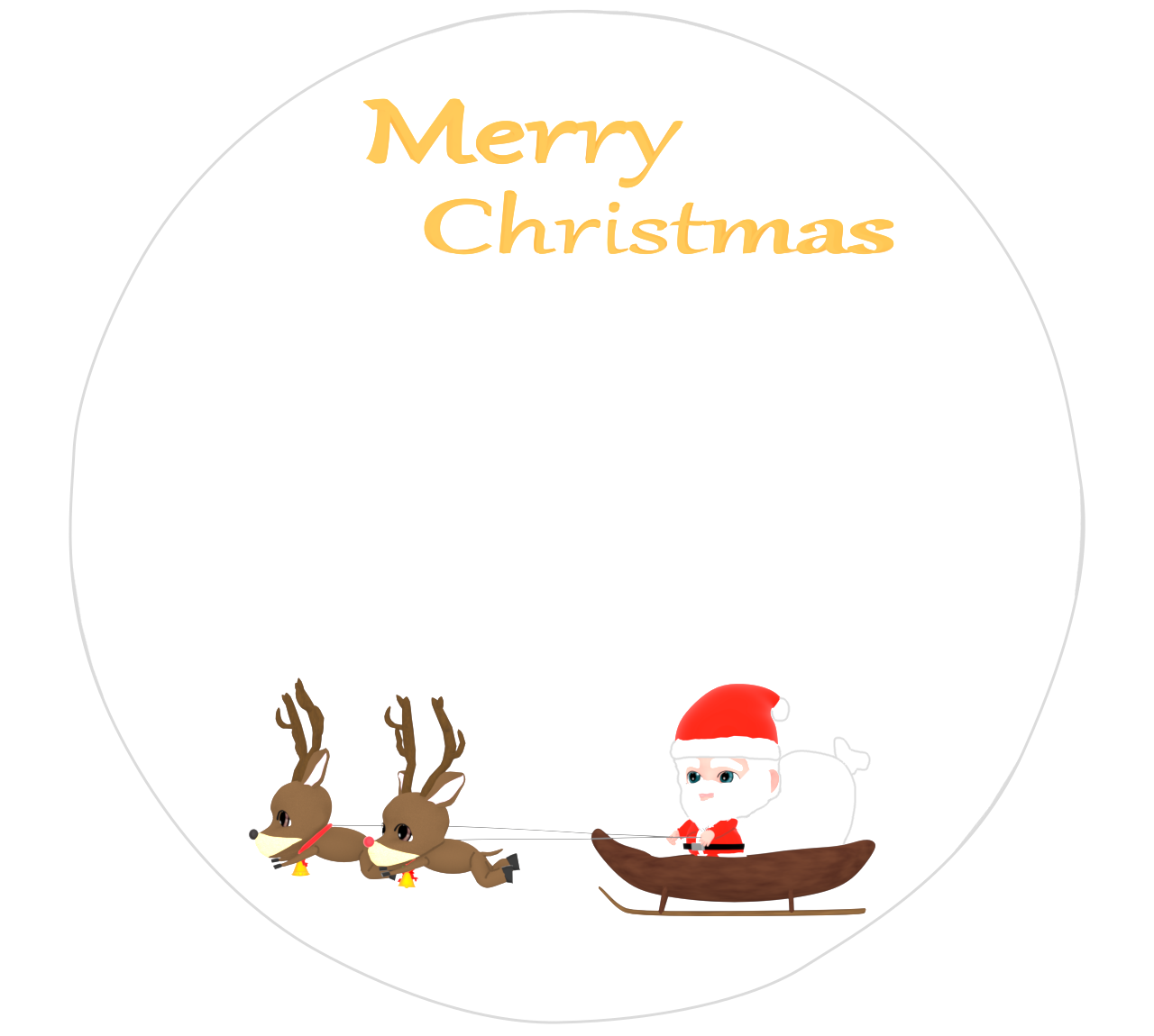 ソリに乗るサンタのクリスマスカード