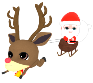 ソリに乗るサンタクロースのかわいいイラスト