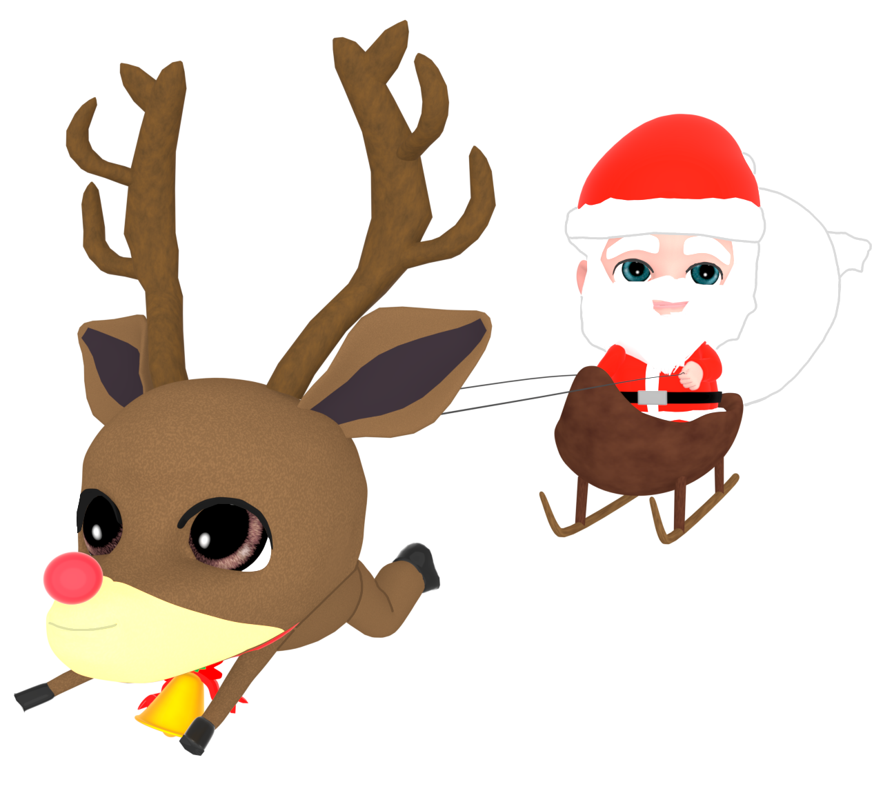 ソリに乗るサンタクロースのかわいいイラスト