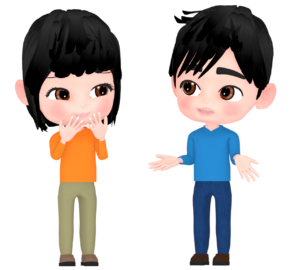 世間話をする男女のイラスト