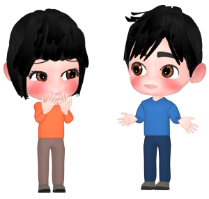 世間話をする男女のイラスト
