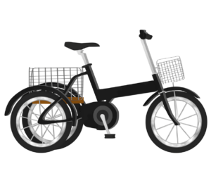 おしゃれな荷台付き三輪車のイラスト