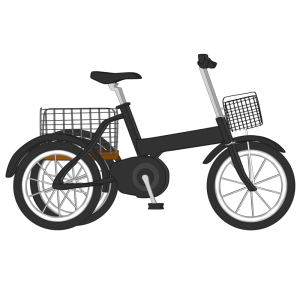 小回りがきくおしゃれな荷台付き三輪車のイラスト