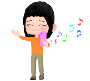 スマートフォンでＢＧＭを流す女性のイラスト