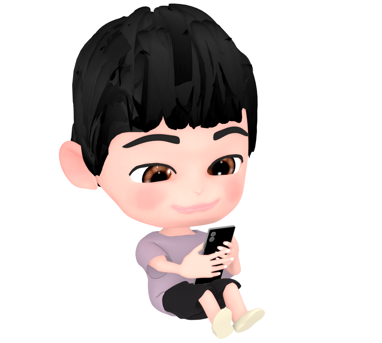 スマホを見る男の子のイラスト