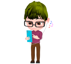 スマホとイヤホンを有線接続するイラスト