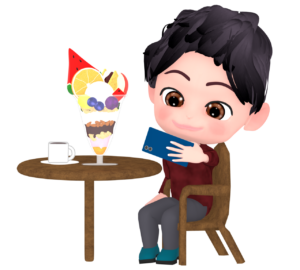 スマホで食べ物の写真を撮る男性のイラスト