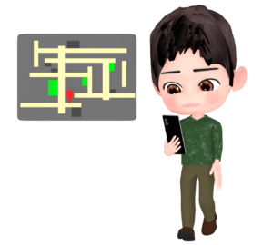 スマホの地図アプリを見る男性のイラスト