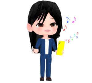 スマホを片手に歌う女性のイラスト