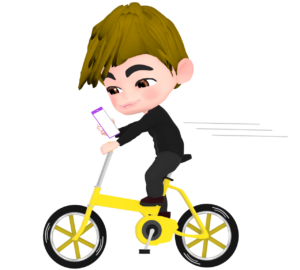 スマホを見ながら自転車に乗るイラスト