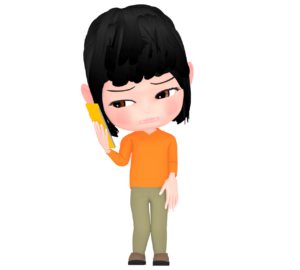 スマホで辛そうに話す女性のイラスト