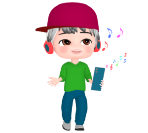 スマートフォンで歌う男性のイラスト