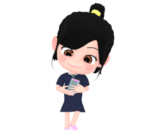 スマホを防水ケースに入れる女の子のイラスト