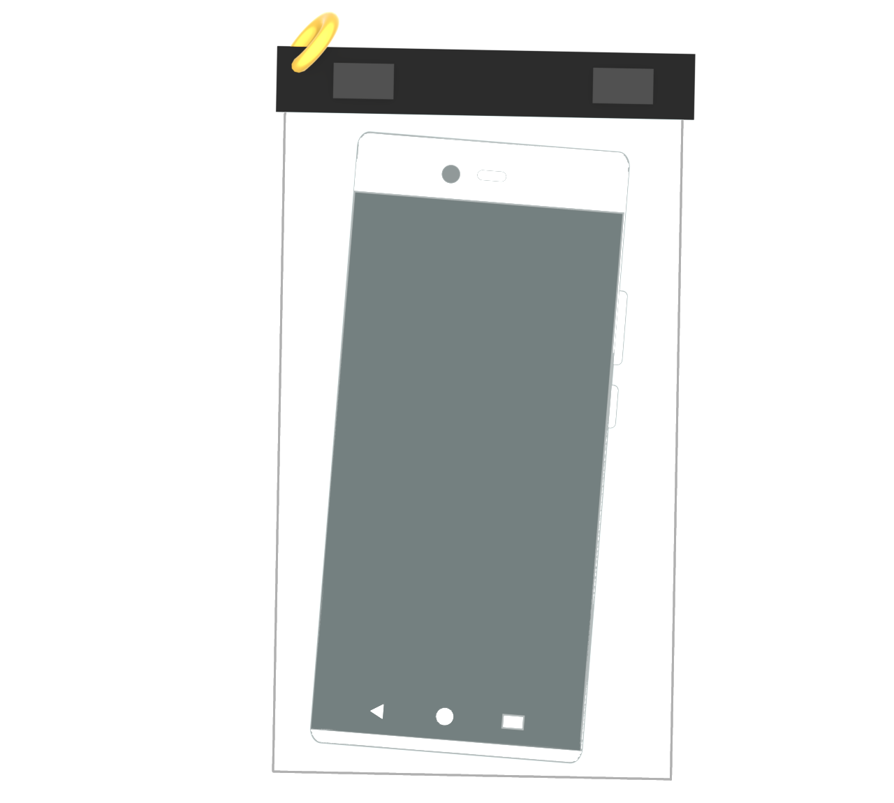 スマートフォンの防水ケースのイラスト