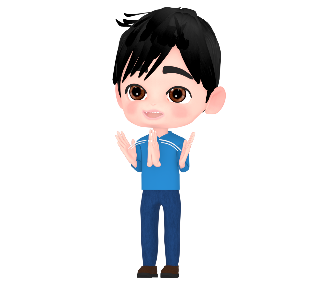 笑顔で拍手をする男性のイラスト