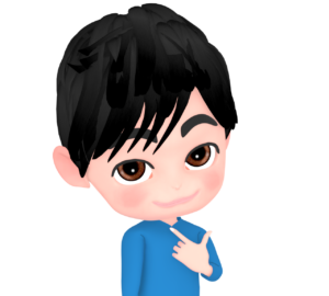 笑顔で指ハートをするイラスト