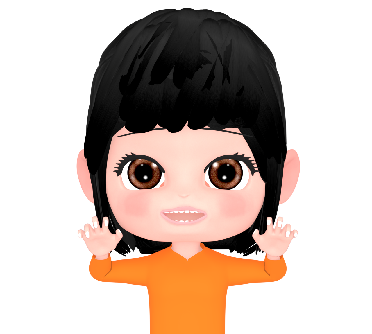 笑いながらガオーポーズをする女性のイラスト