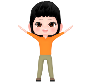笑顔でキメポーズをする女性のイラスト