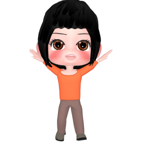 笑顔でキメポーズをする女性のイラスト