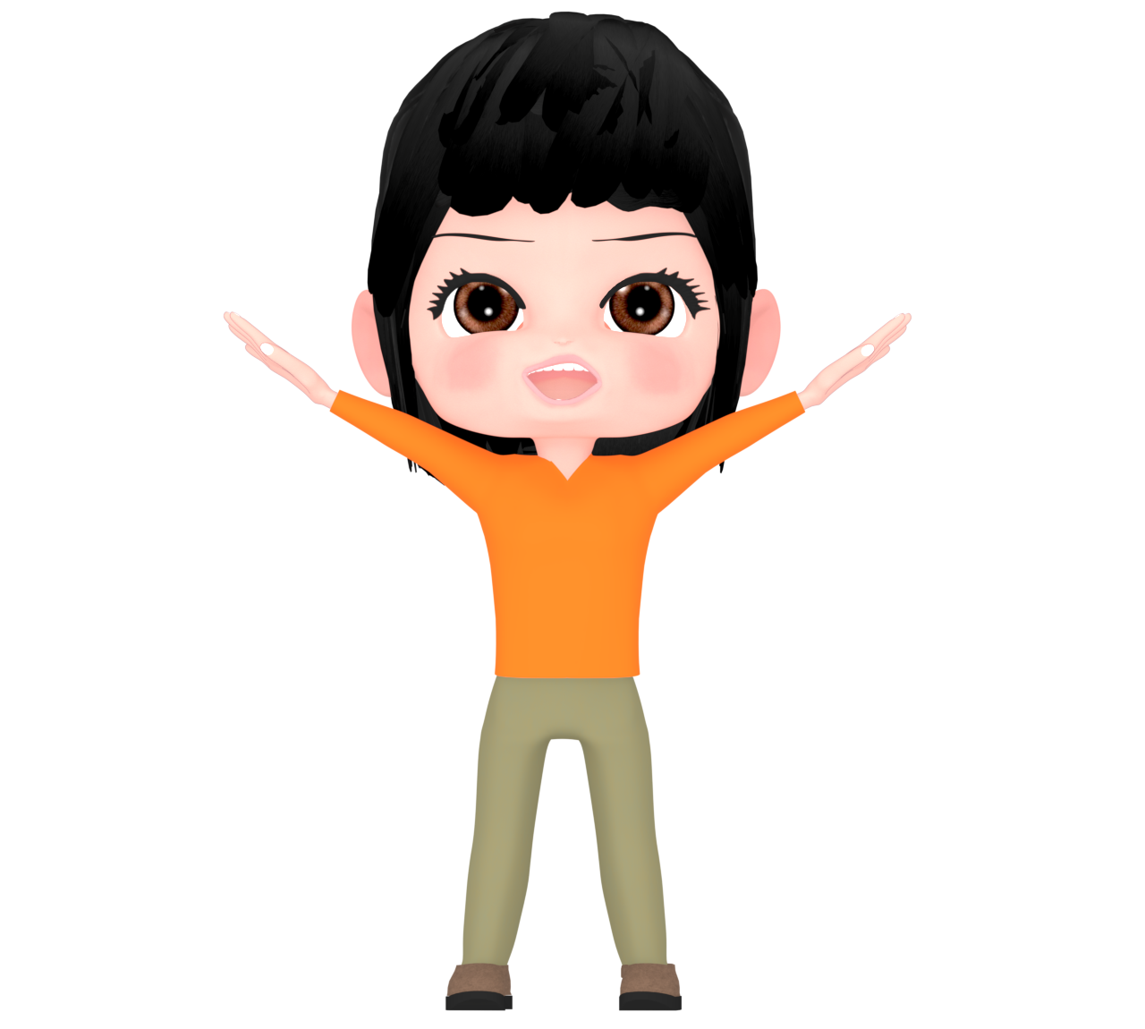 笑顔でキメポーズをする女性のイラスト