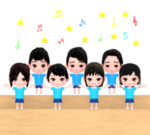 みんなで歌う子供たちのイラスト