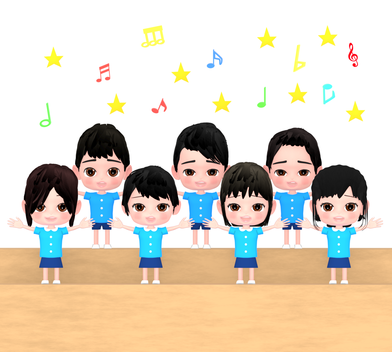 みんなで歌う子供たちのイラスト
