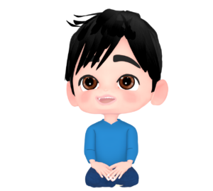 笑顔で胡座をかく男性のイラスト