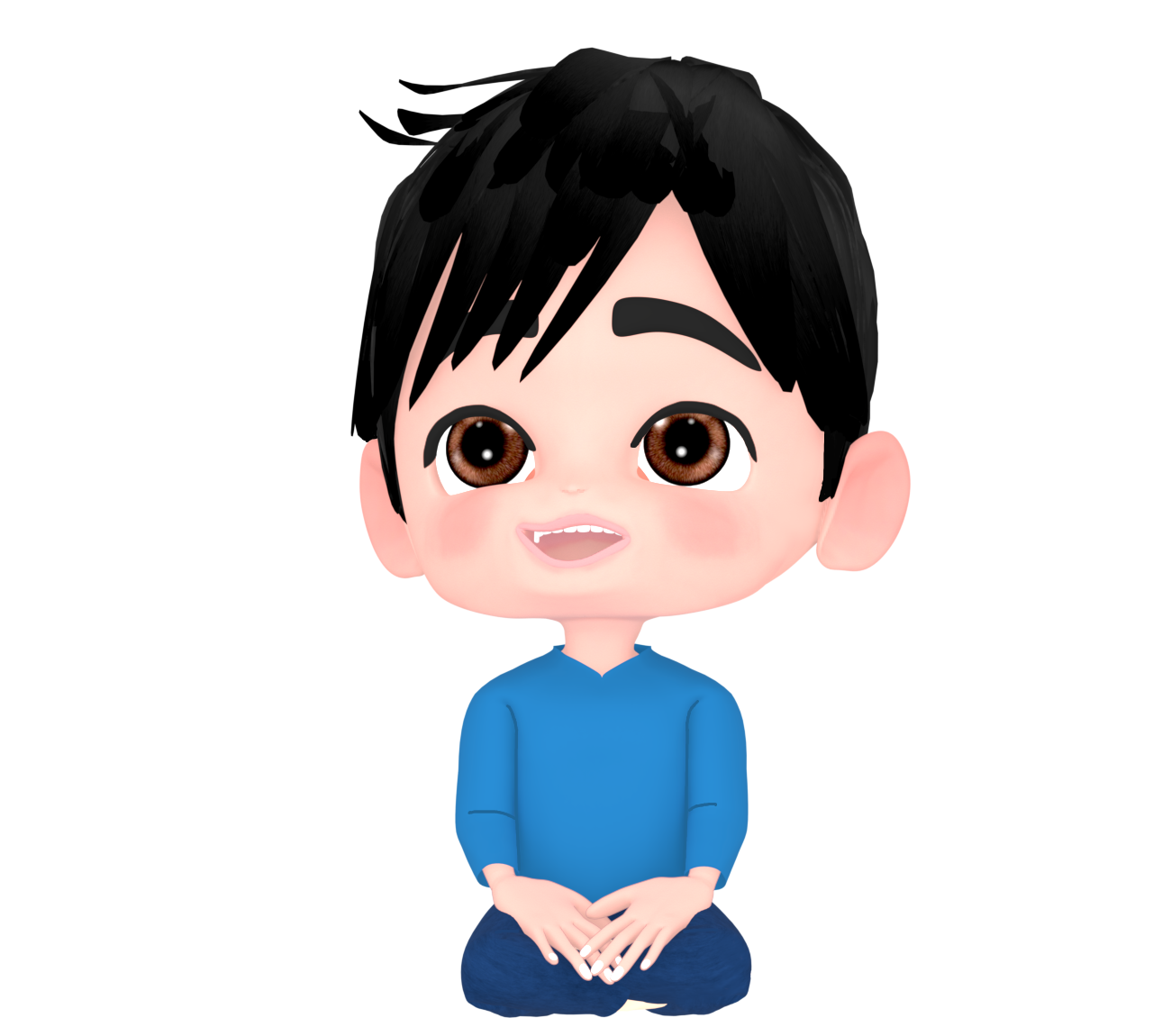 笑顔で胡座をかく男性のイラスト
