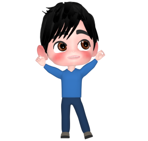 笑顔でガッツポーズをする男性のイラスト