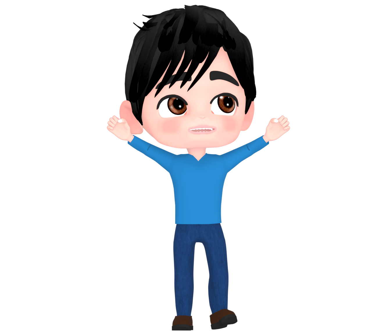 笑顔でガッツポーズをする男性のイラスト