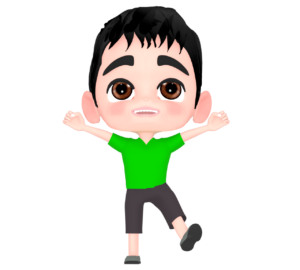 笑顔で喜ぶ男の子のイラスト