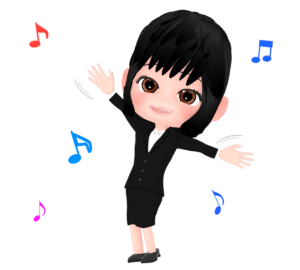 愉快に踊るOLのイラスト