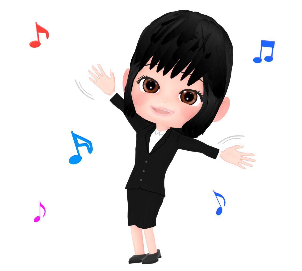 愉快に踊るOLのイラスト