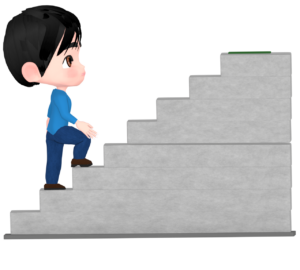 階段を上る男性のイラスト