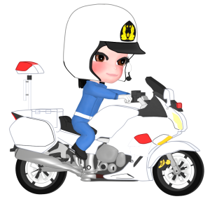 笑顔の女性白バイ隊員のイラスト