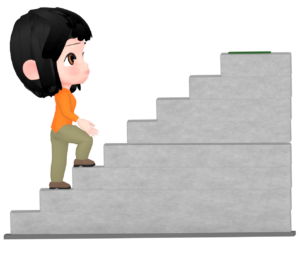 階段を上る女性のイラスト