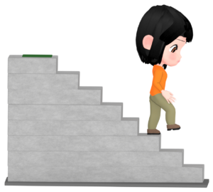 階段を下る女性のイラスト