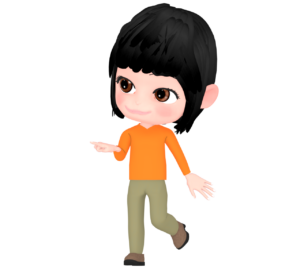指をさす笑顔の女性のイラスト