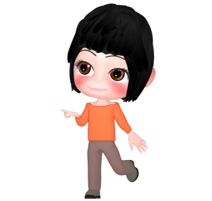 指をさす微笑む女性のイラスト